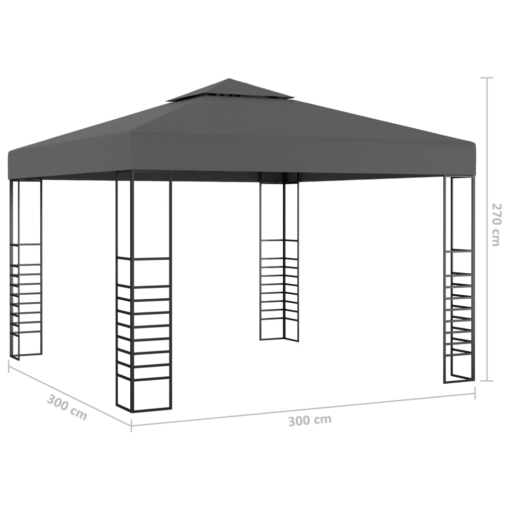Gazebo da Giardino con Luci LED a Stringa 3x3 m Antracite | homemem39