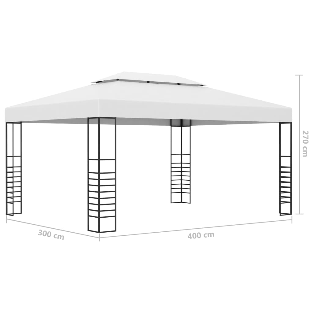 Gazebo con Stringa di Luci LED 4x3x2,7 m Bianco | homemem39
