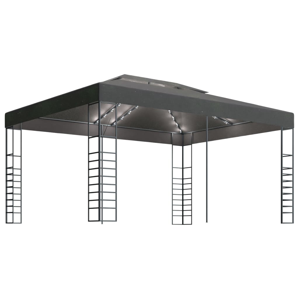Gazebo con Stringa di Luci LED 3x4 m Antracite - homemem39