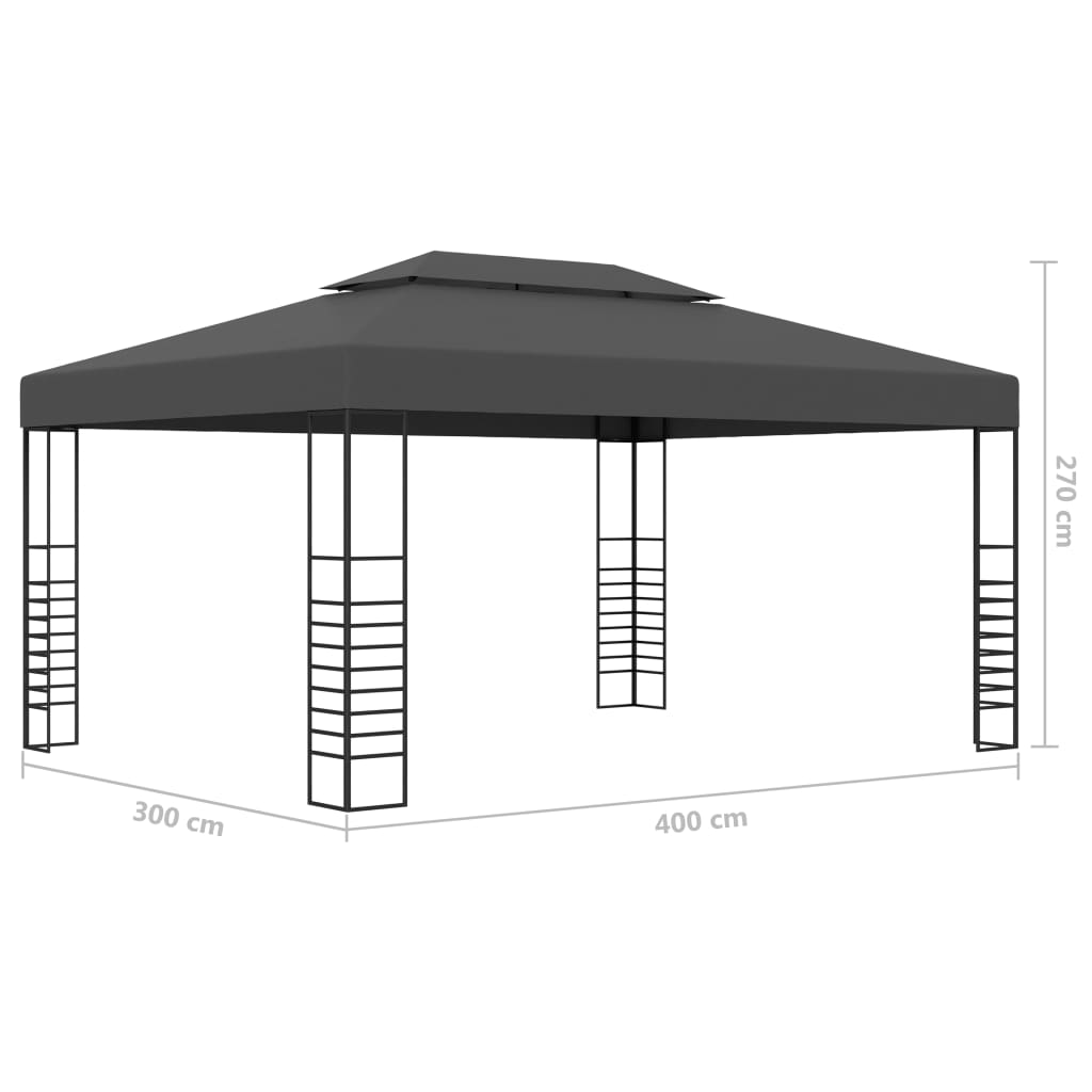 Gazebo con Stringa di Luci LED 3x4 m Antracite | homemem39