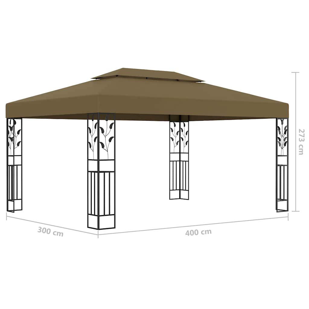 Gazebo con Tetto Doppio e Luci LED 3x4 m Grigio Talpa | homemem39
