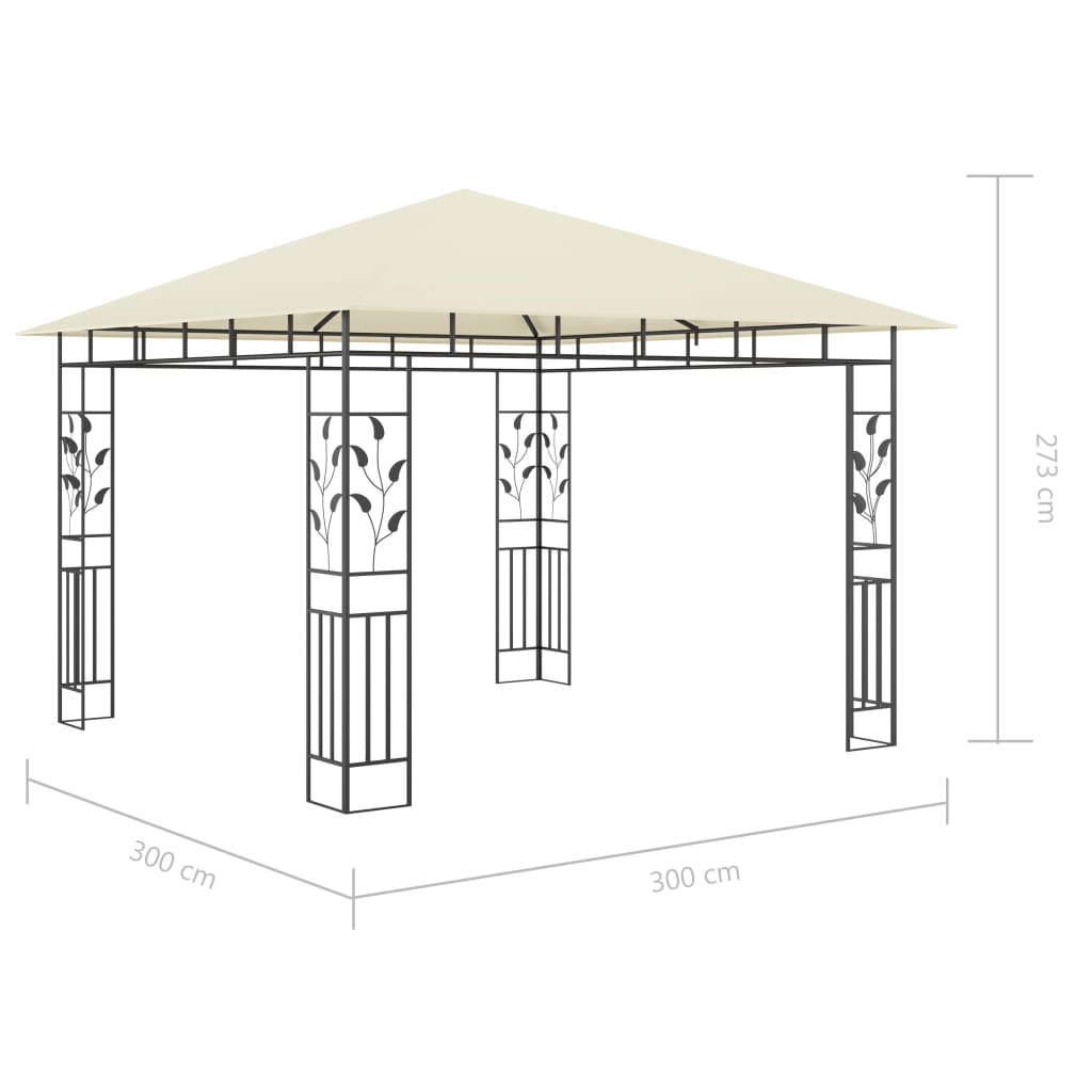 Gazebo con Zanzariera e Luci LED 3x3x2,73 m Crema | homemem39