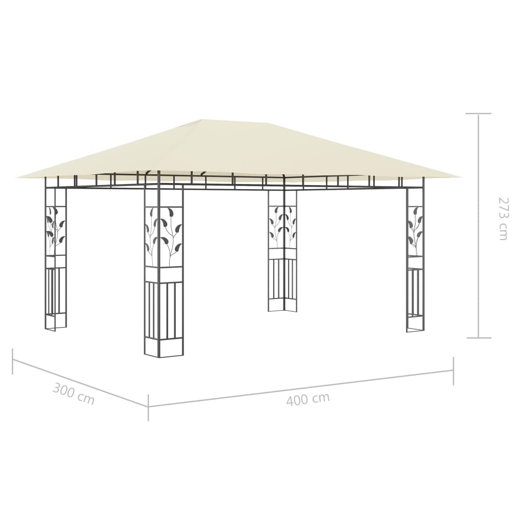 Gazebo con Zanzariera e Luci LED 4x3x2,73 m Crema | homemem39