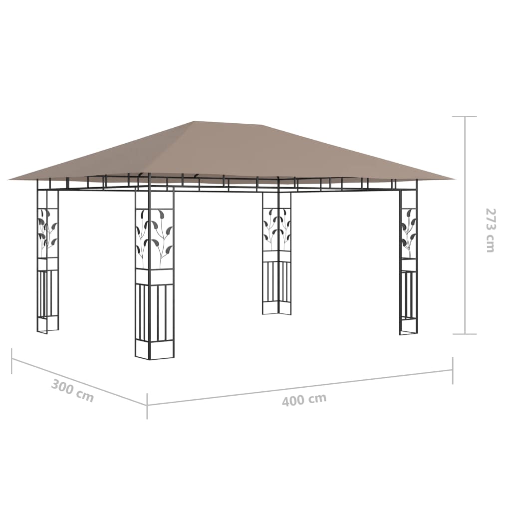 Gazebo con Zanzariera Luci LED 4x3x2,73 m Grigio Talpa | homemem39