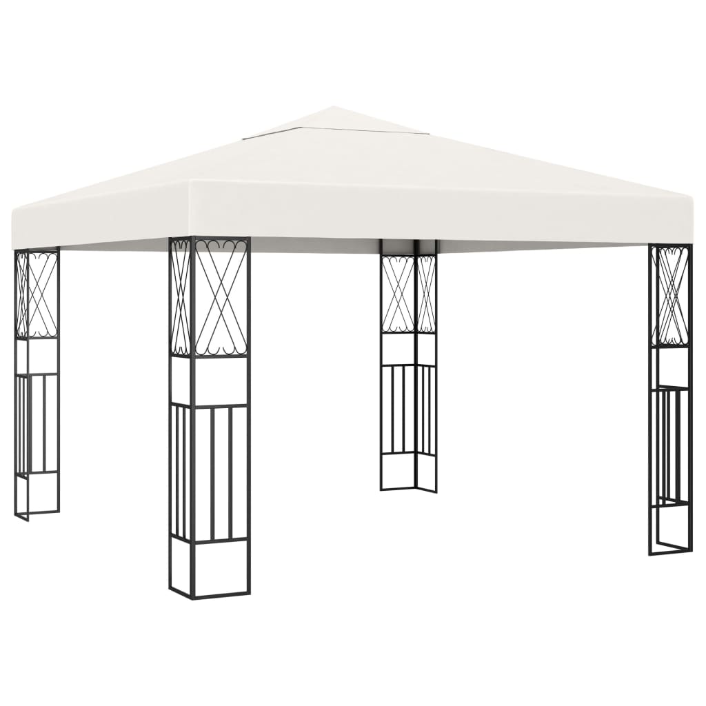 Gazebo con Stringa di Luci LED 3x3 m in Tessuto Crema - homemem39