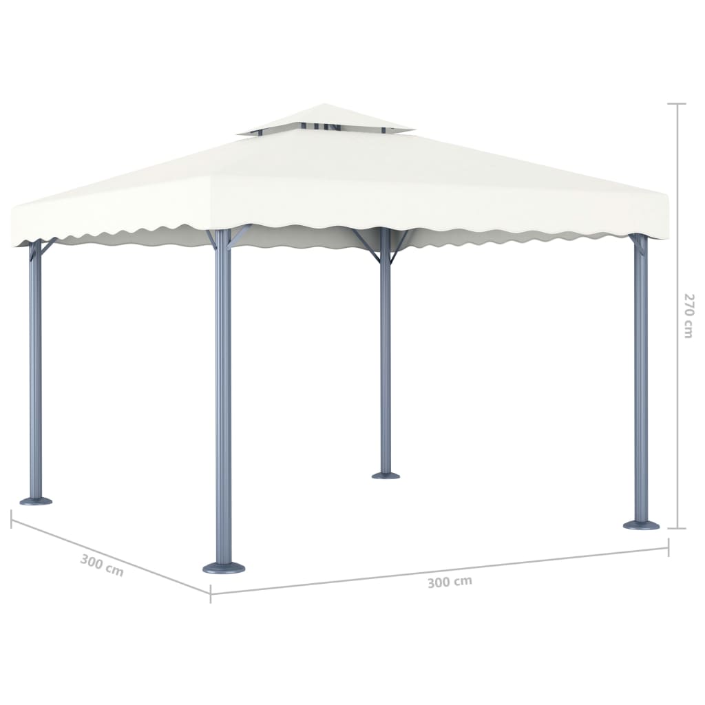 Gazebo con Stringa di Luci LED 300x300 cm Crema in Alluminio | homemem39