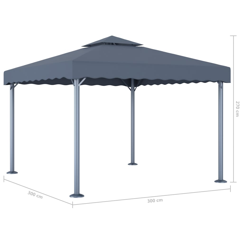 Gazebo con Stringa di Luci LED 300x300 cm Antracite Alluminio | homemem39