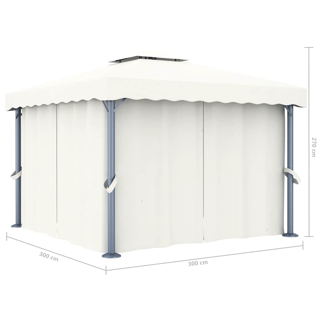 Gazebo con Tende e Stringa di Luci LED 3x3 m Bianco Crema | homemem39