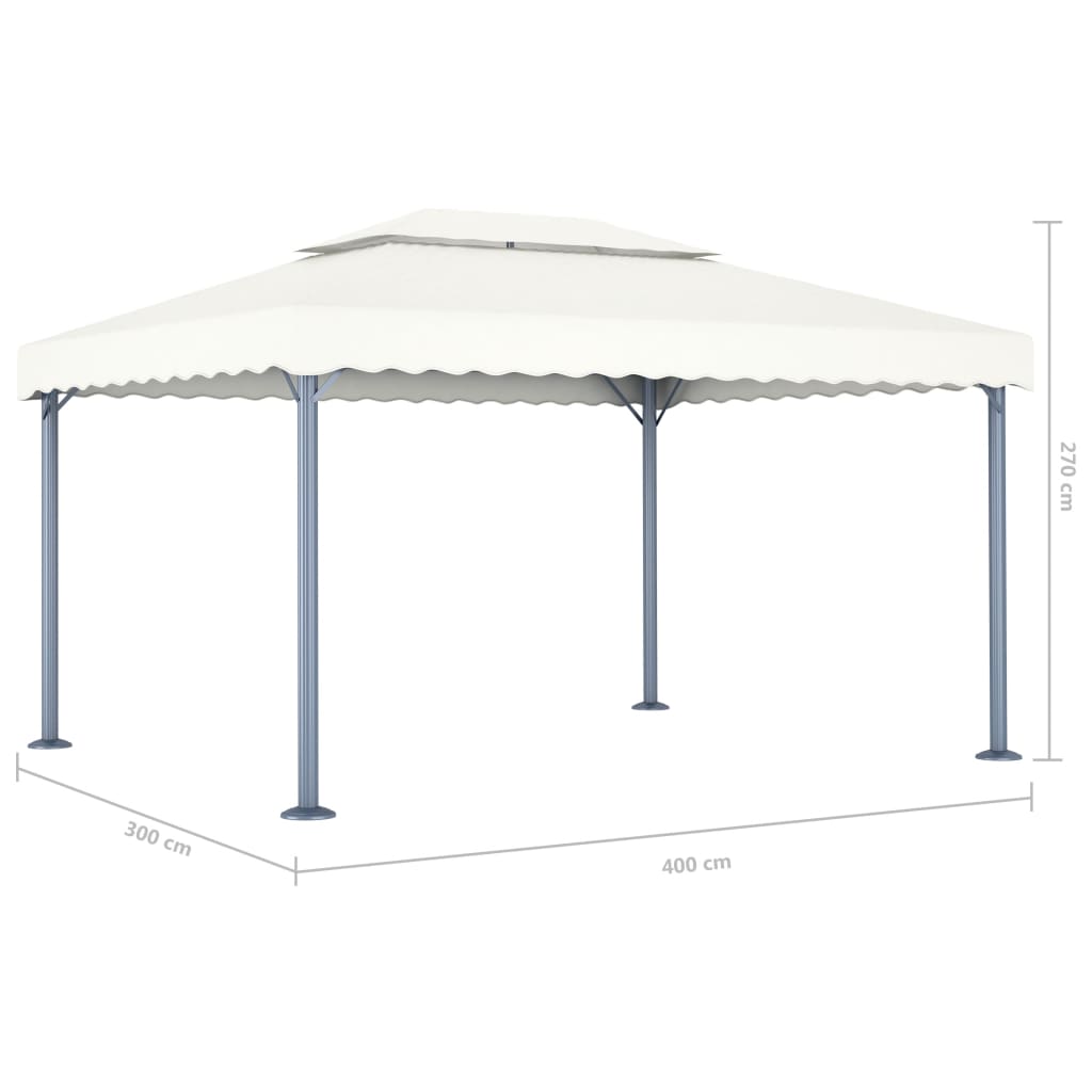 Gazebo con Stringa di Luci LED 400x300 cm Crema in Alluminio | homemem39