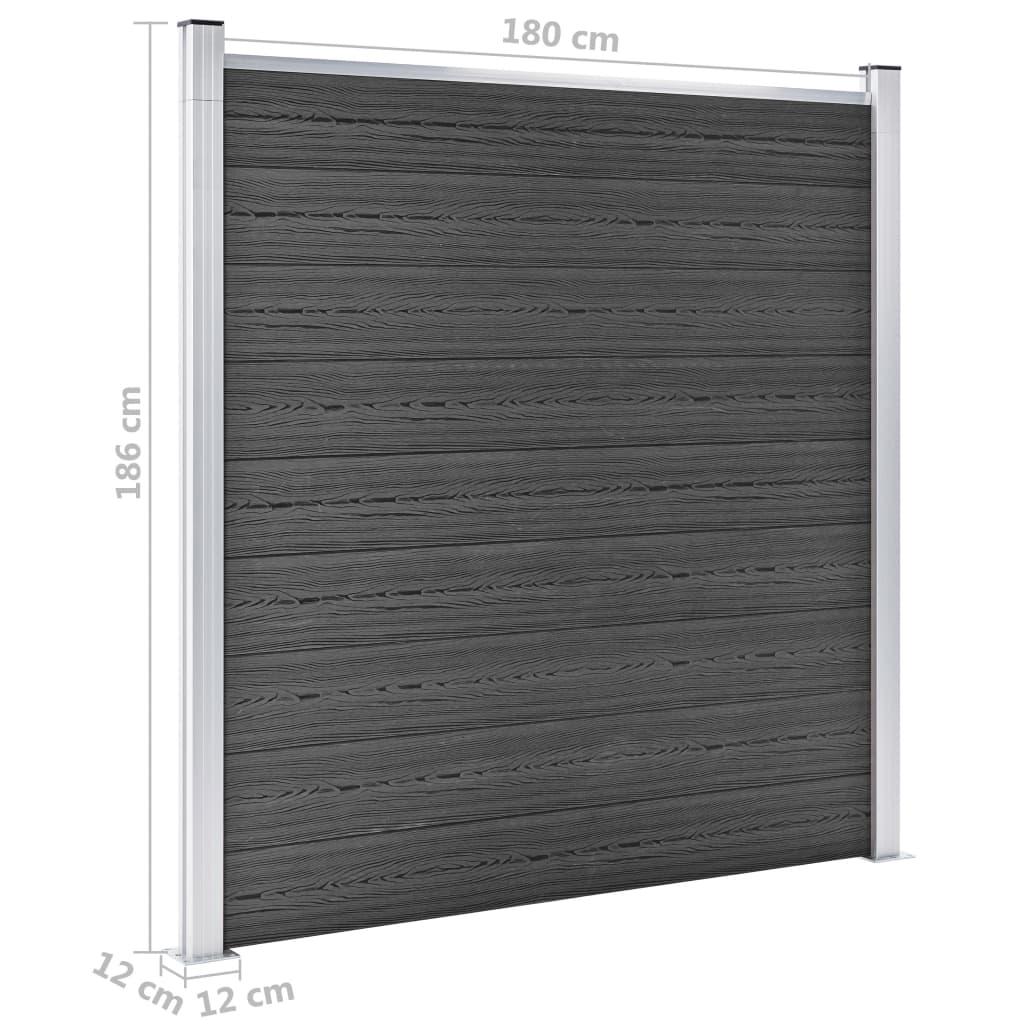 Set Pannelli di Recinzione in WPC 526x186 cm Nero | homemem39