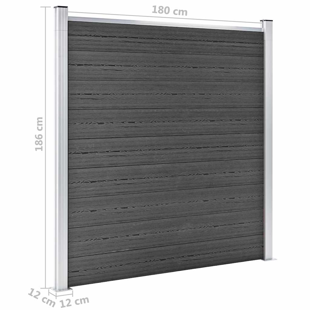 Set Pannelli di Recinzione in WPC 872x186 cm Nero | homemem39