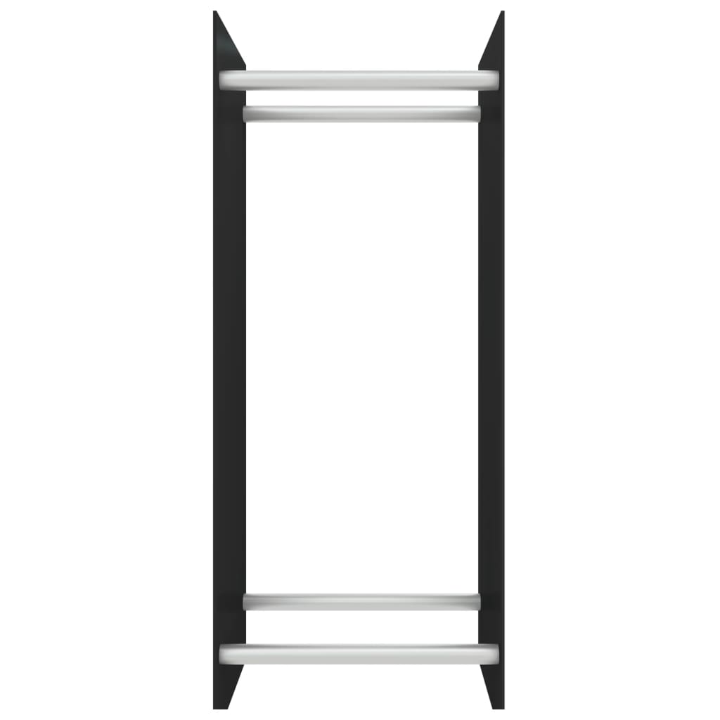 Porta Legna Nero 40x35x100 cm in Vetro Temperato - homemem39