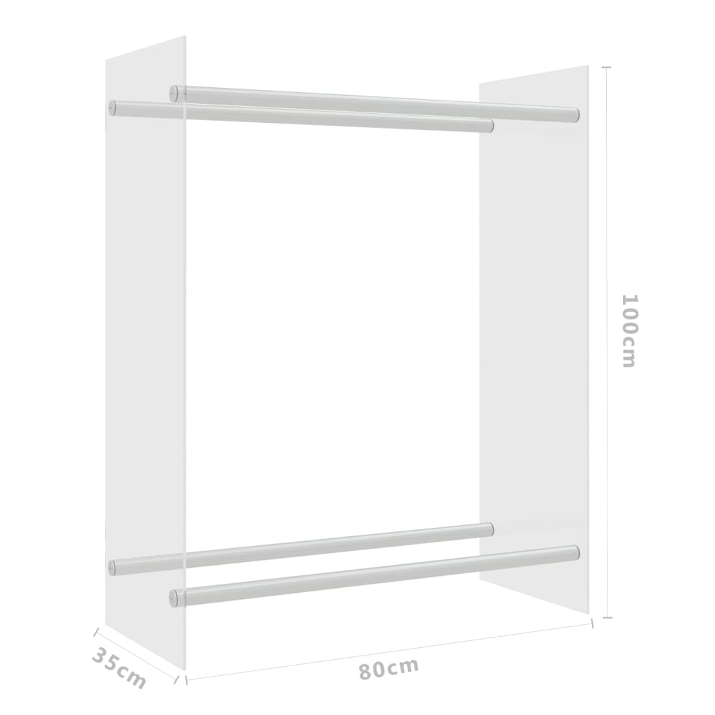 Porta Legna Trasparente 80x35x100 cm in Vetro Temperato - homemem39