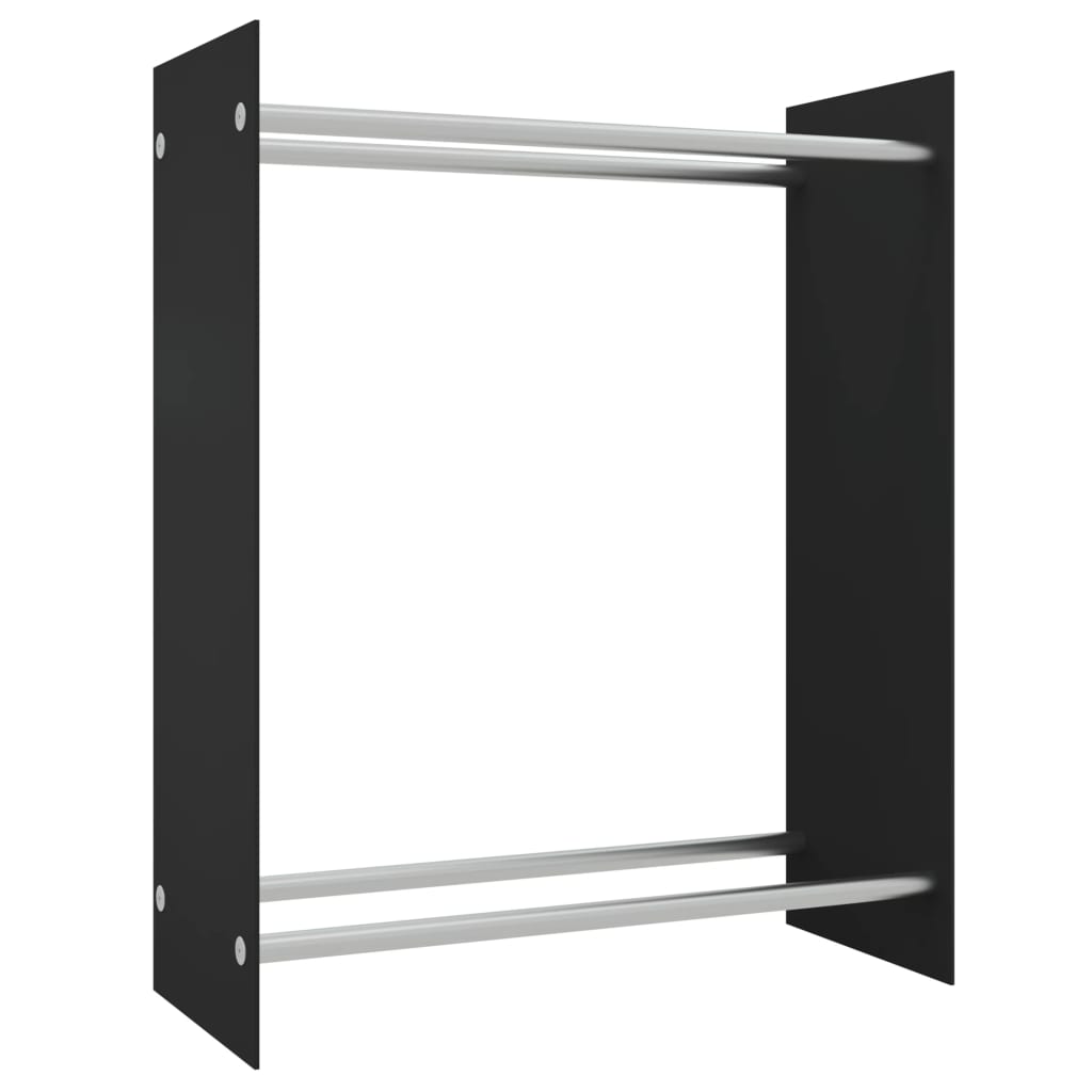Porta Legna Nero 80x35x100 cm in Vetro Temperato - homemem39