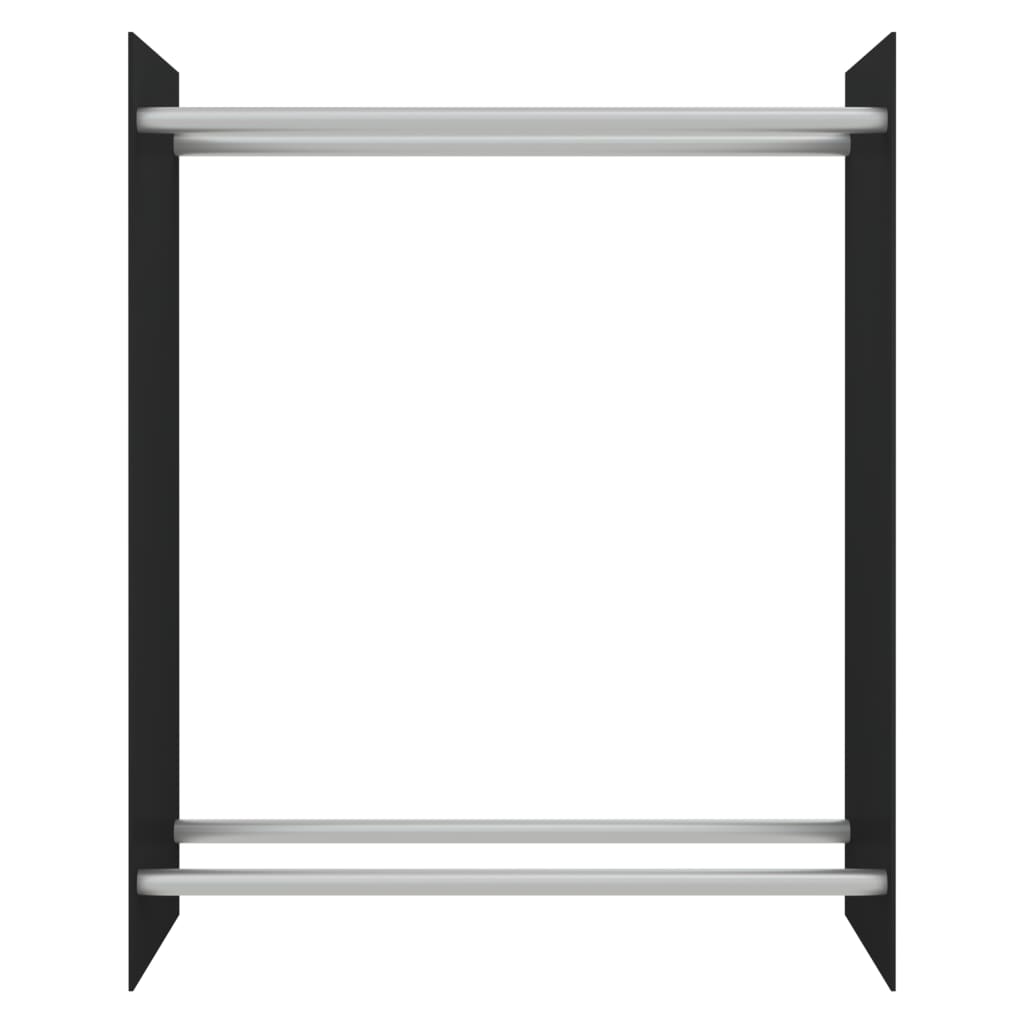 Porta Legna Nero 80x35x100 cm in Vetro Temperato - homemem39