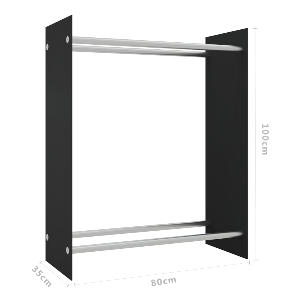 Porta Legna Nero 80x35x100 cm in Vetro Temperato - homemem39