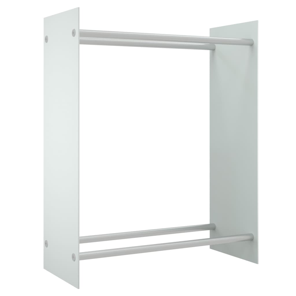 Porta Legna Bianco 80x35x100 cm in Vetro Temperato - homemem39