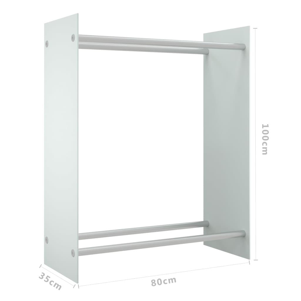 Porta Legna Bianco 80x35x100 cm in Vetro Temperato - homemem39