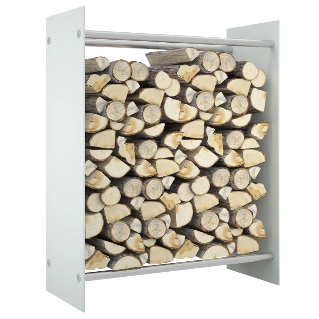 Porta Legna Bianco 80x35x100 cm in Vetro Temperato - homemem39