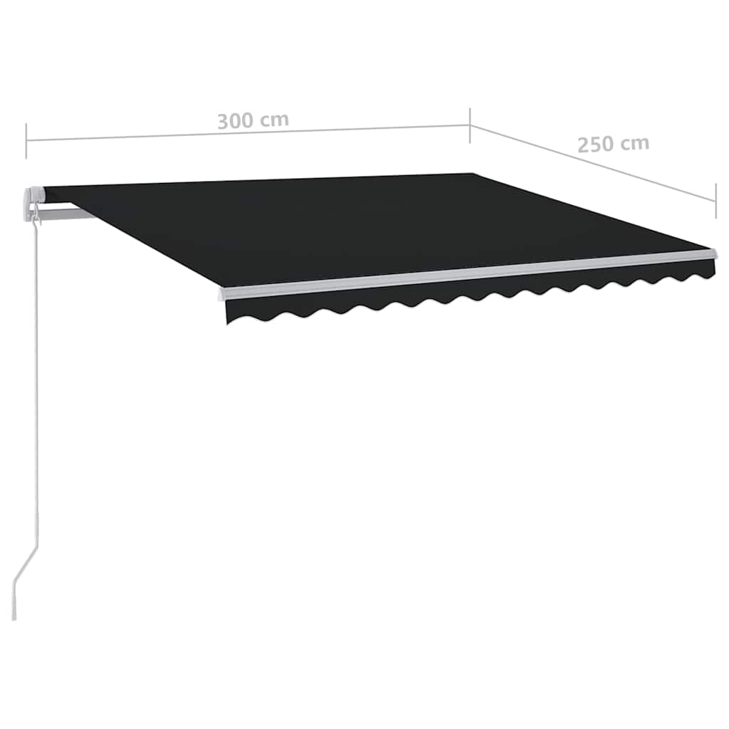 Tenda da Sole Retrattile Manuale con LED 300x250 cm Antracite | homemem39