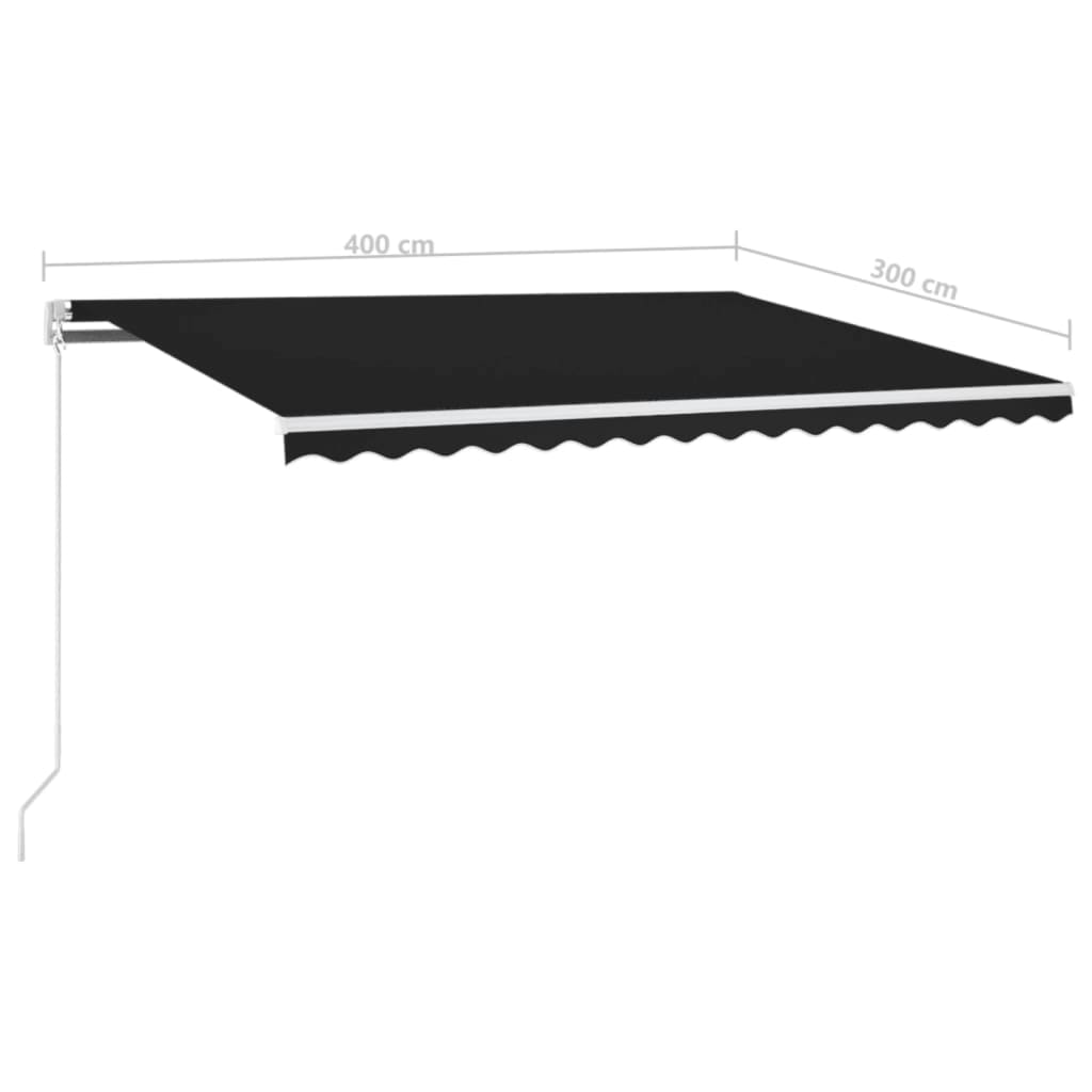 Tenda da Sole Retrattile Manuale con LED 400x300 cm Antracite | homemem39
