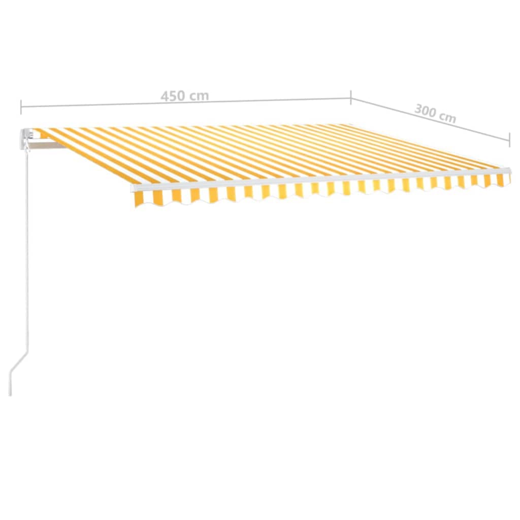 Tenda da Sole Retrattile Manuale 450x300 cm Gialla e Bianca | homemem39