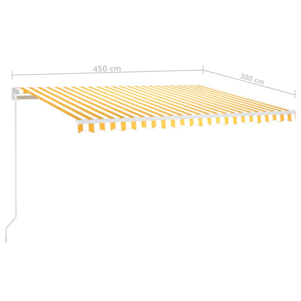 Tenda da Sole Retrattile Manuale e LED 450x300 cm Gialla Bianca | homemem39