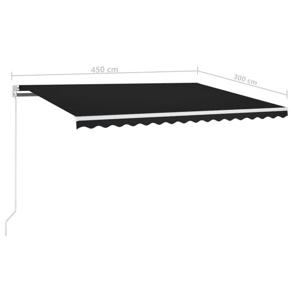 Tenda da Sole Retrattile Manuale con LED 450x300 cm Antracite | homemem39