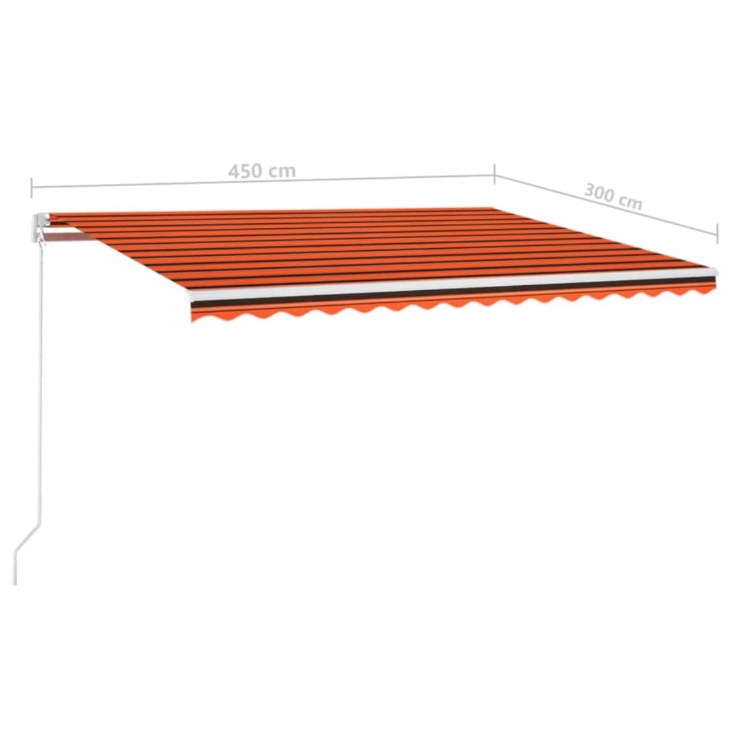 Tenda da Sole Retrattile Manuale LED 450x300 cm Arancio Marrone | homemem39