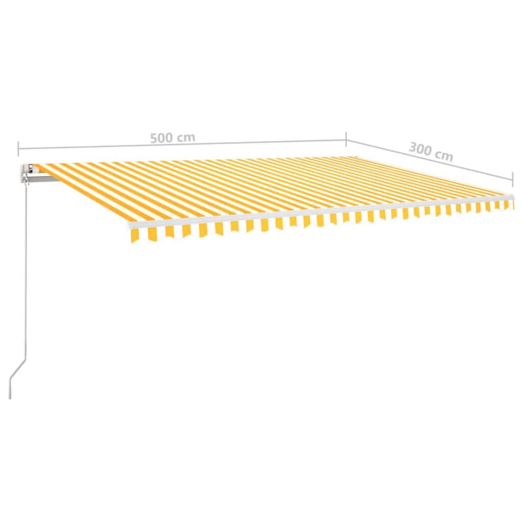 Tenda da Sole Retrattile Manuale 500x300cm Giallo e Bianco | homemem39
