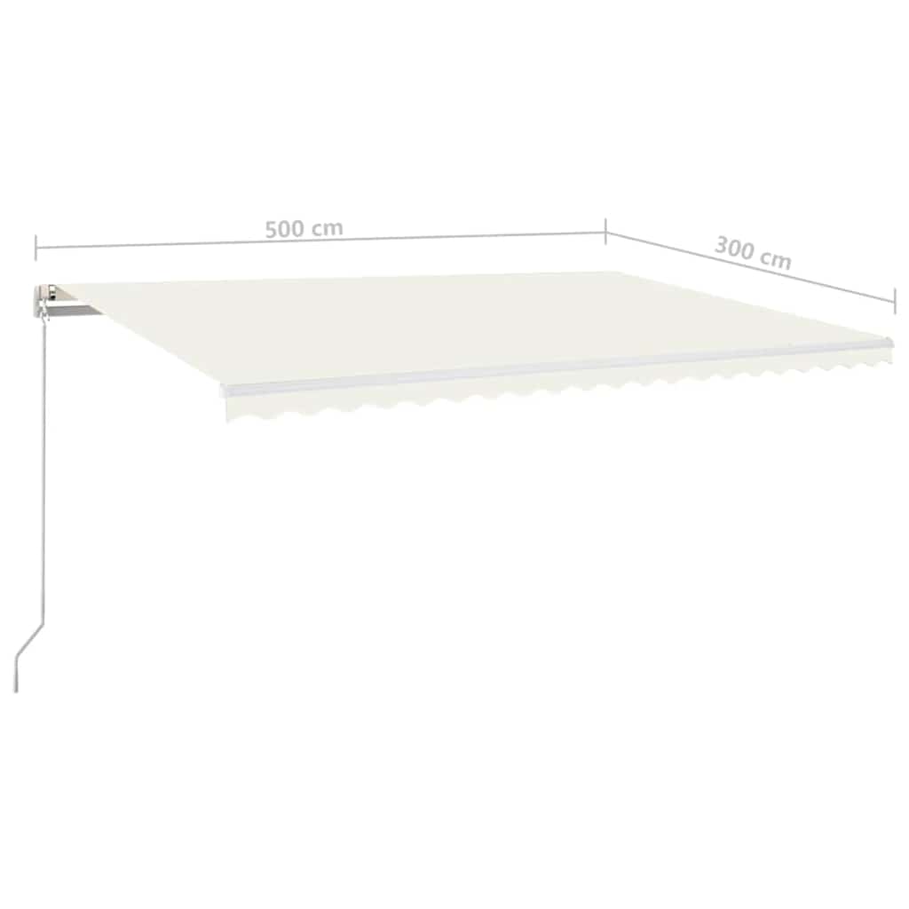 Tenda da Sole Retrattile Manuale con LED 500x300cm Crema | homemem39