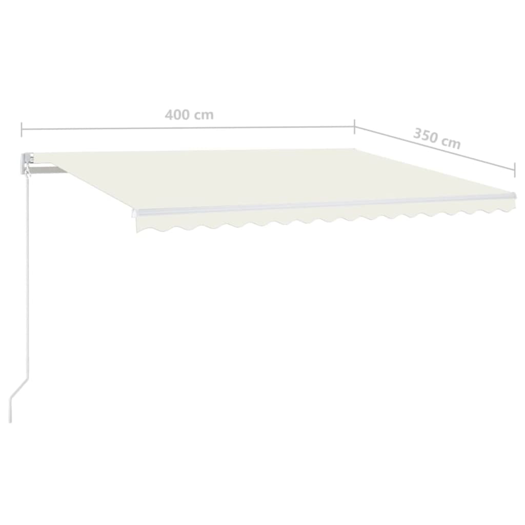 Tenda da Sole Retrattile Manuale con LED 400x350 cm Crema | homemem39