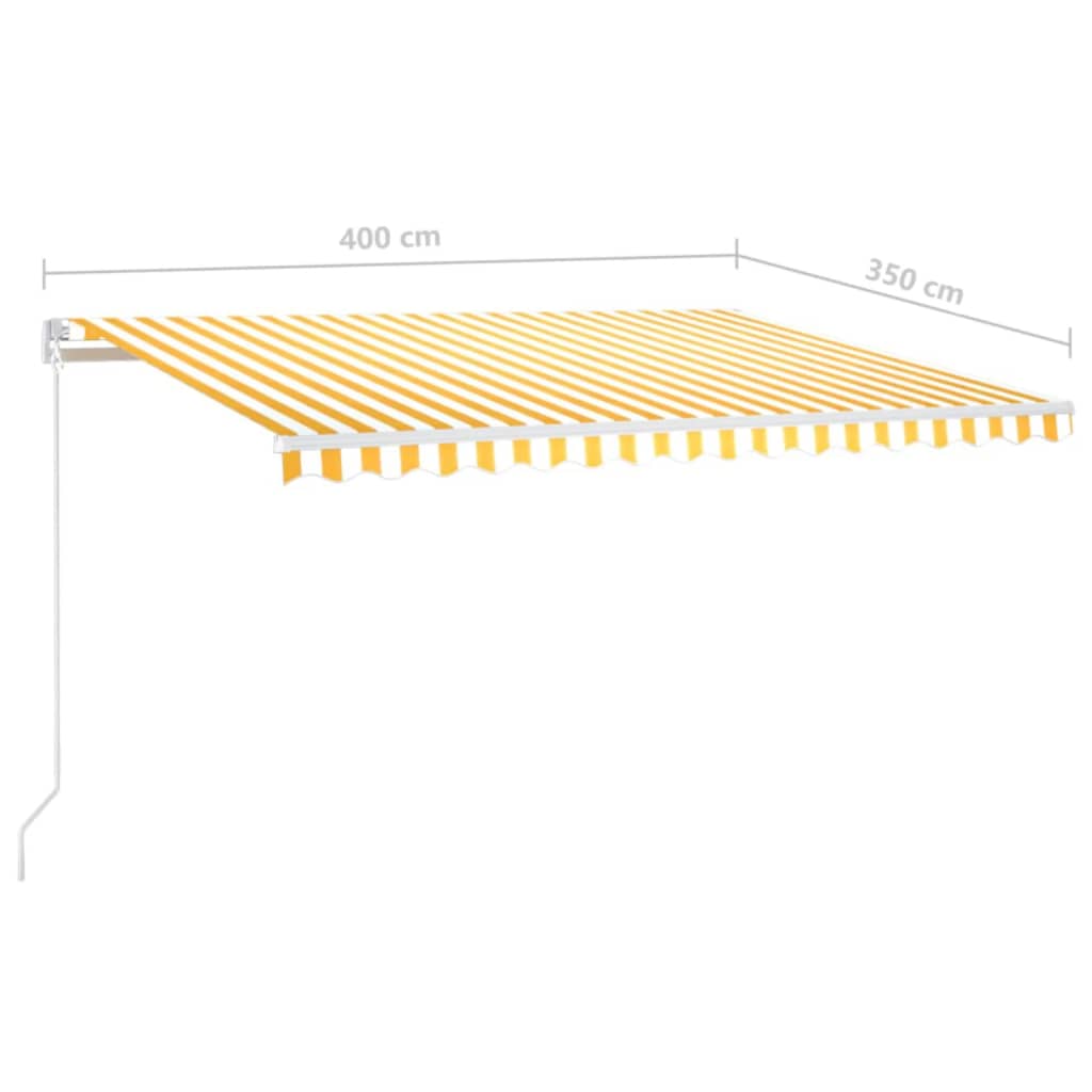 Tenda da Sole Retrattile Manuale LED 400x350 cm Giallo Bianco | homemem39