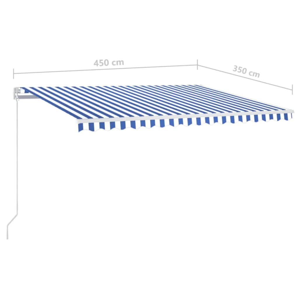 Tenda da Sole Retrattile Manuale 450x350 cm Blu Bianca | homemem39