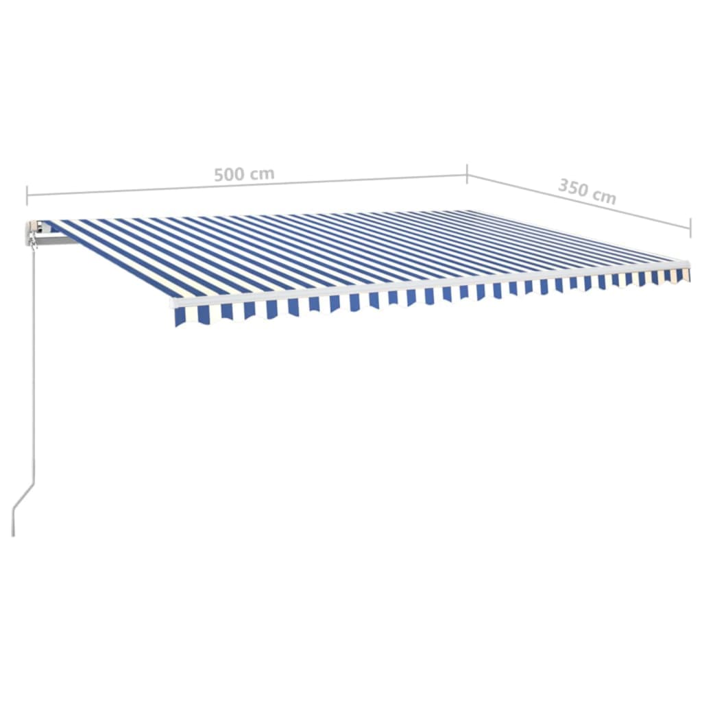 Tenda da Sole Retrattile Manuale LED 500x350 cm Blu e Bianca | homemem39