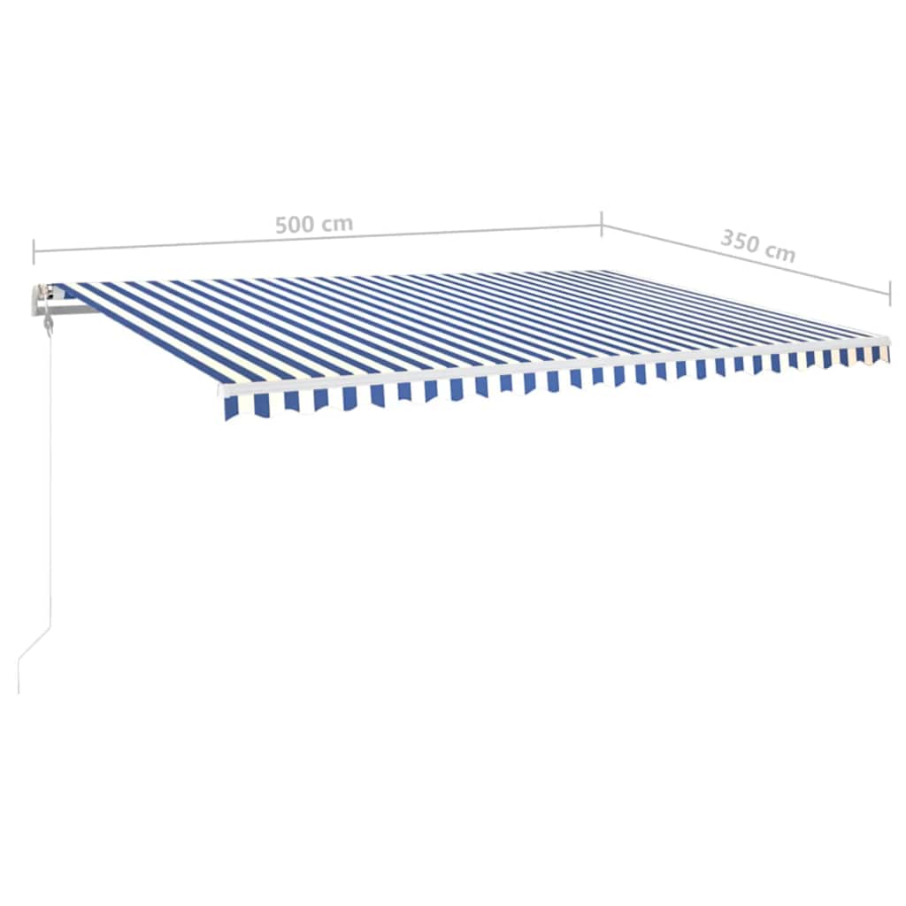 Tenda Automatica con Sensore Vento e LED 500x350 cm Blu Bianca | homemem39