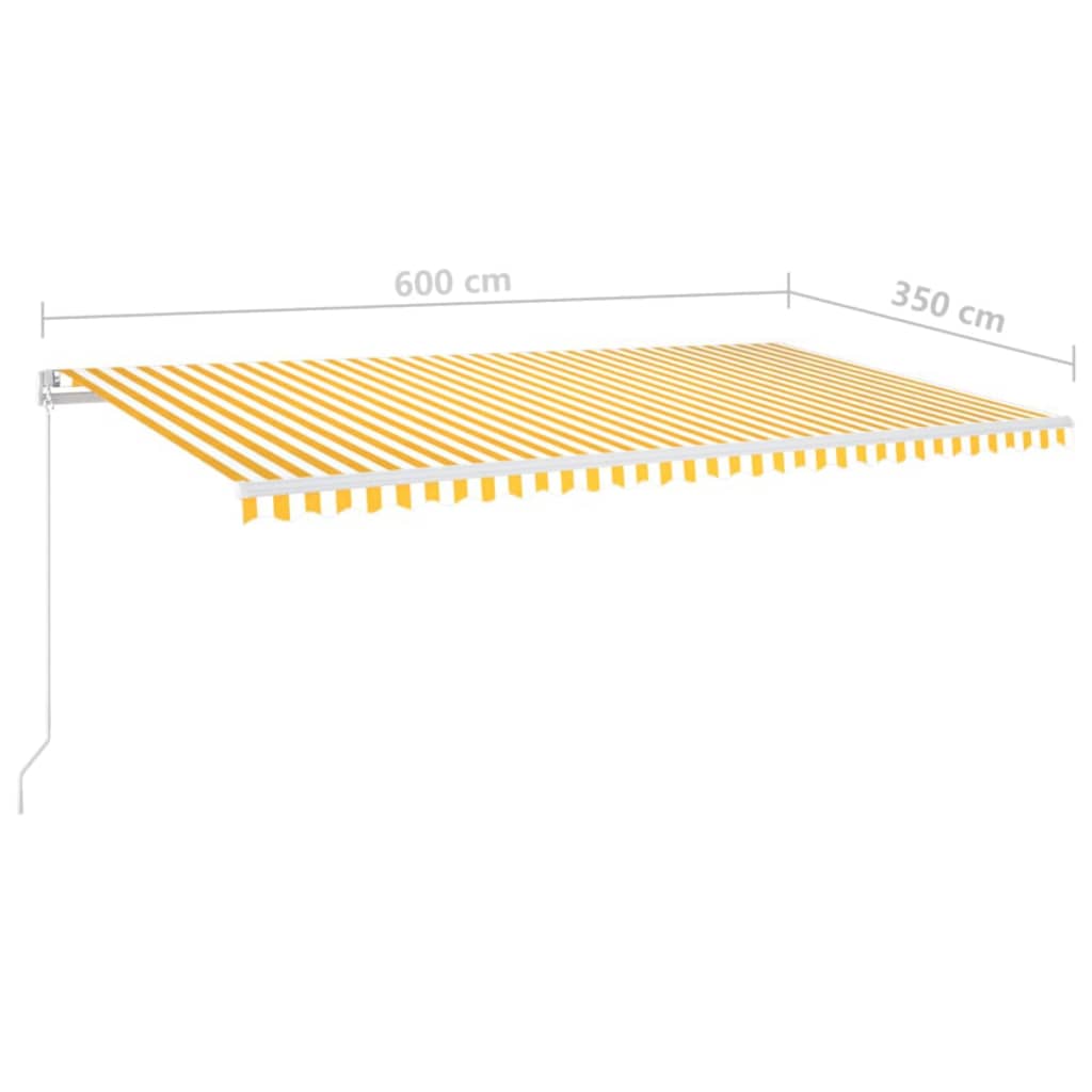 Tenda da Sole Retrattile Manuale 600x350 cm Gialla e Bianca | homemem39