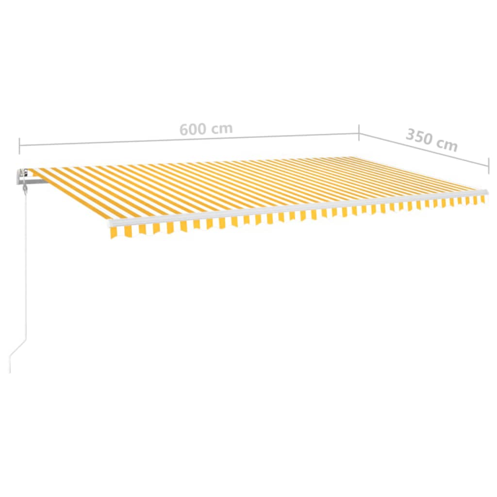Tenda Automatica Sensore Vento e LED 600x350 cm Gialla Bianca | homemem39