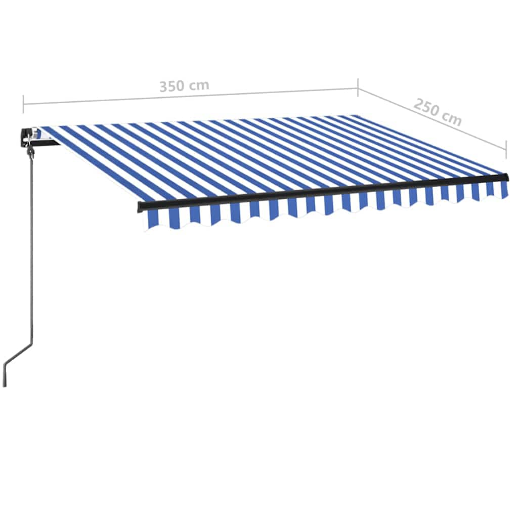 Tenda da Sole Retrattile Manuale con LED 350x250cm Blu e Bianca | homemem39