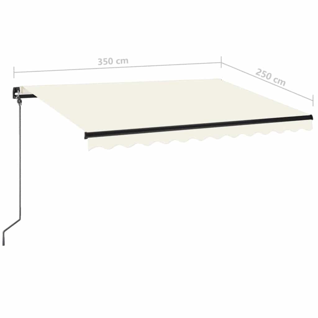 Tenda da Sole Retrattile Manuale con LED 350x250 cm Crema | homemem39
