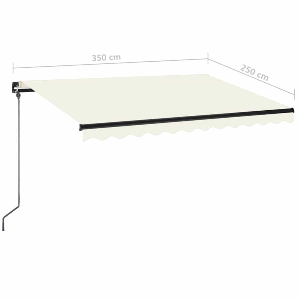 Tenda da sole manuale con LED solare 3,5 x 2,5 m Crema