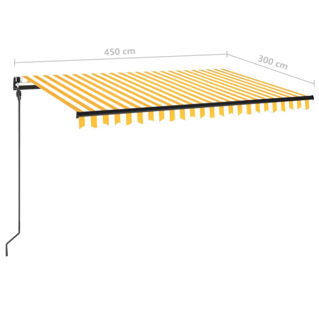 Tenda da Sole Retrattile Manuale 450x300 cm Gialla e Bianca | homemem39