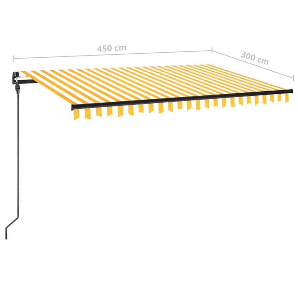 Tenda da Sole Retrattile Manuale e LED 450x300 cm Gialla Bianca | homemem39