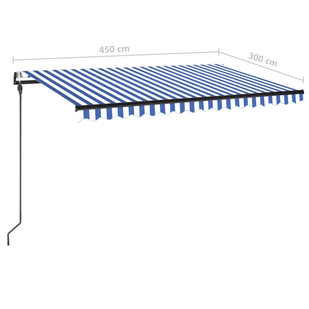 Tenda Automatica con Sensore Vento e LED 450x300 cm Blu Bianca | homemem39