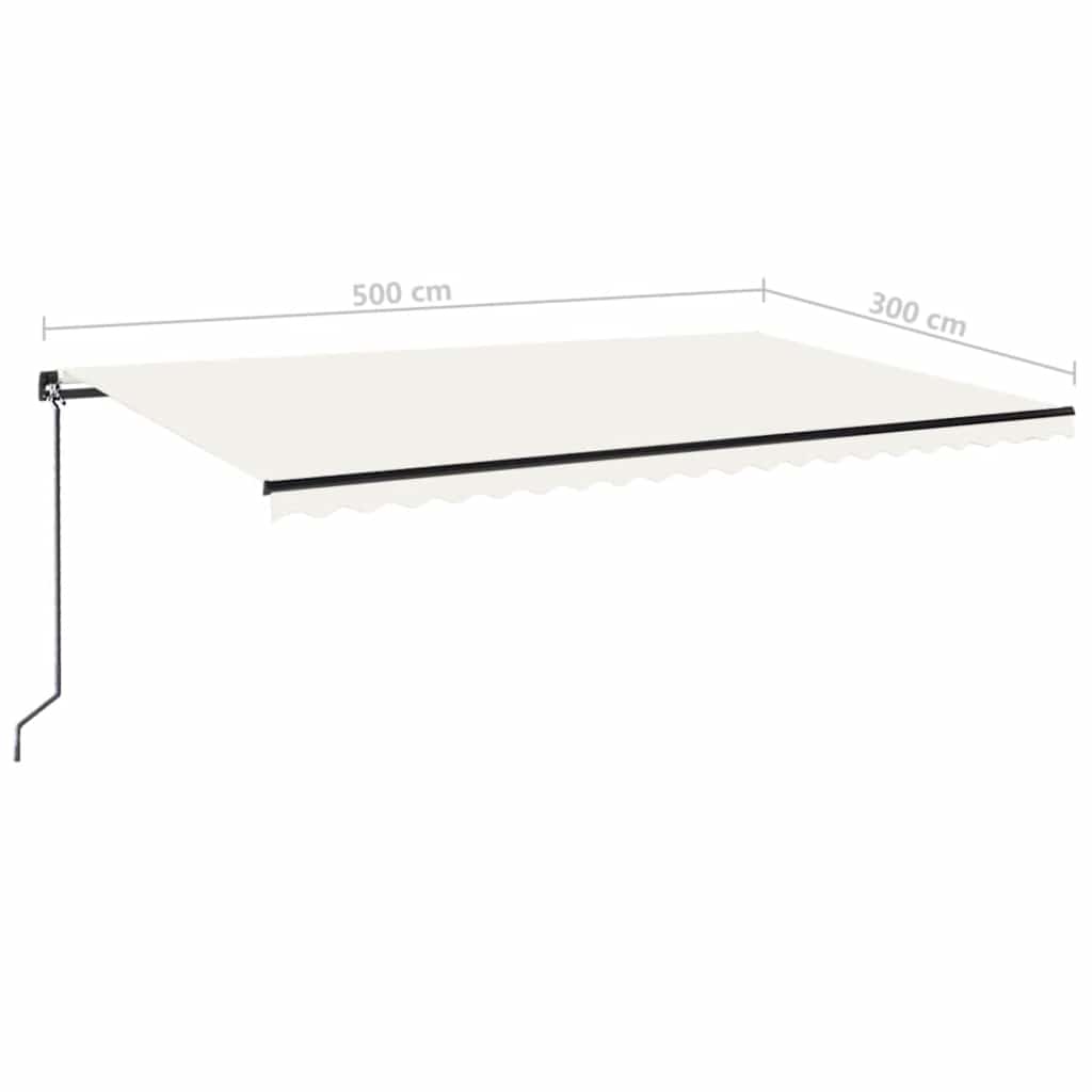 Tenda da Sole Retrattile Manuale con LED 500x300cm Crema | homemem39