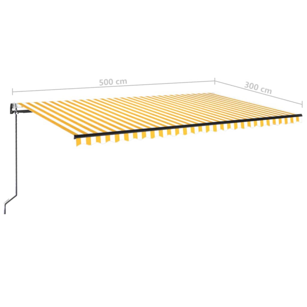 Tenda Automatica Sensore Vento e LED 500x300 cm Gialla Bianca