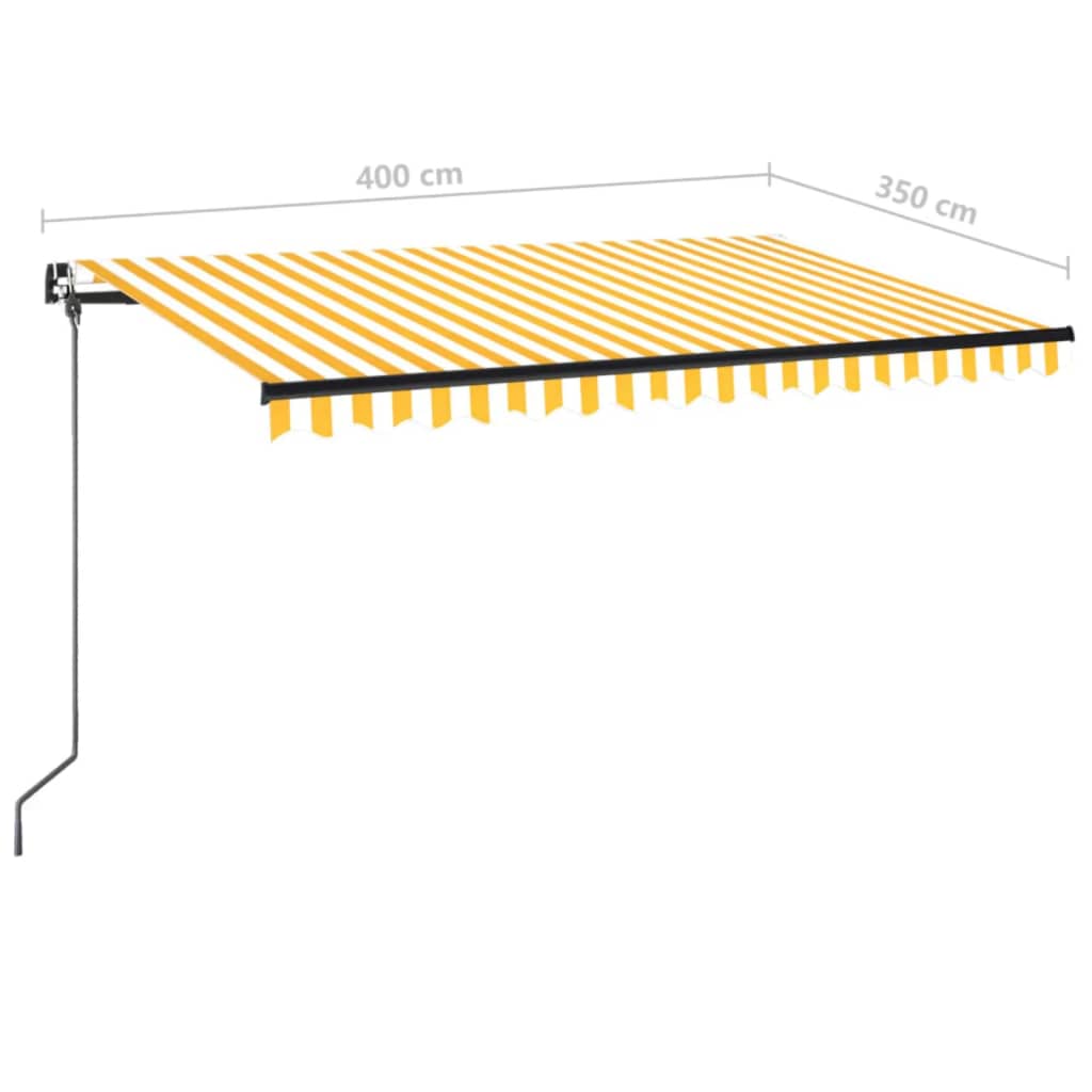 Tenda da Sole Retrattile Manuale 400x350 cm Gialla e Bianca | homemem39