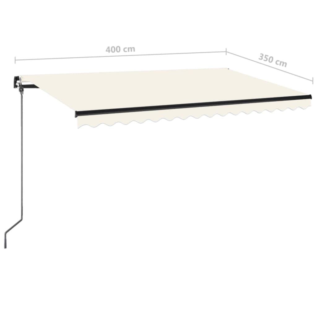 Tenda da Sole Retrattile Manuale con LED 400x350 cm Crema - homemem39