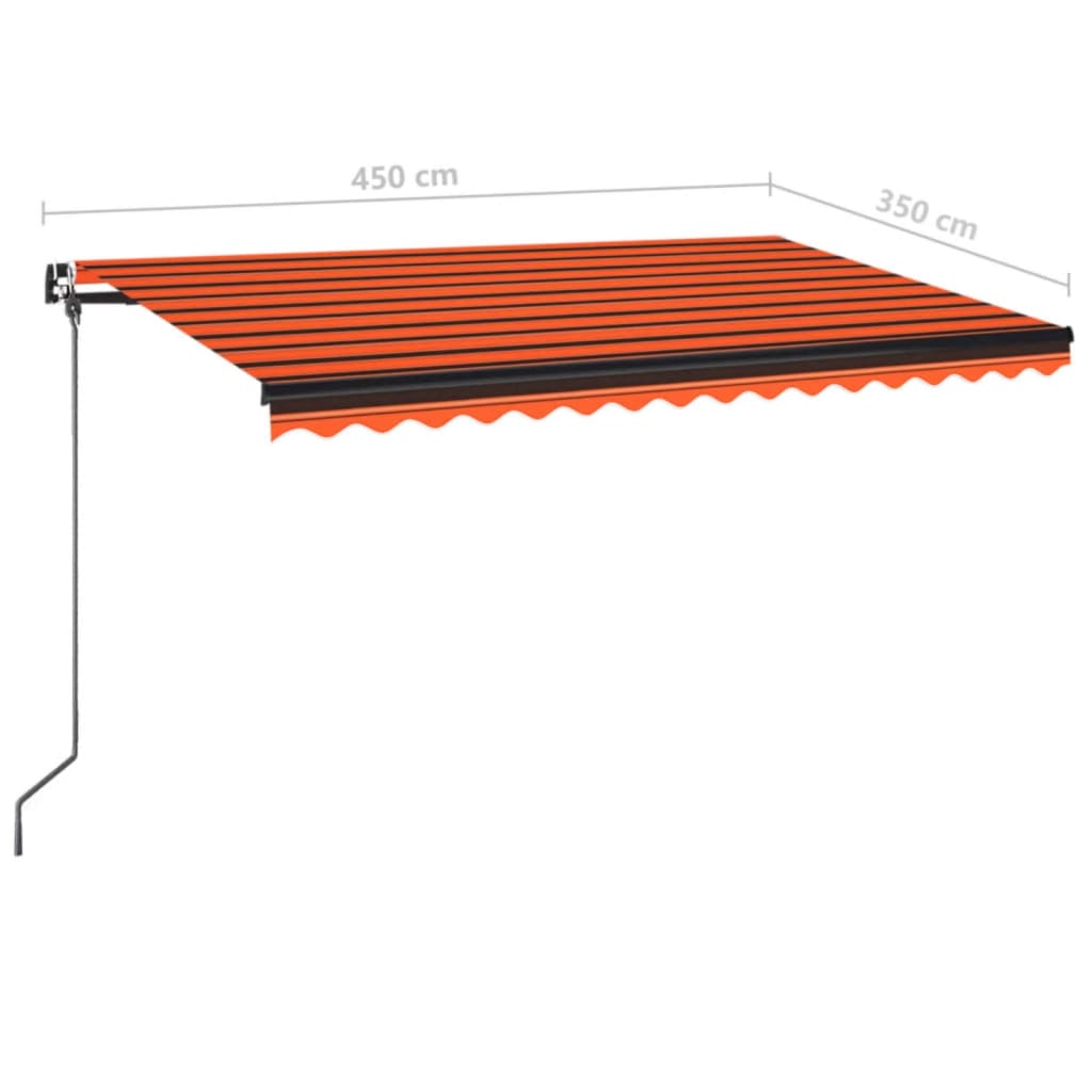 Tenda da Sole Retrattile Manuale LED 450x350 cm Arancio Marrone - homemem39