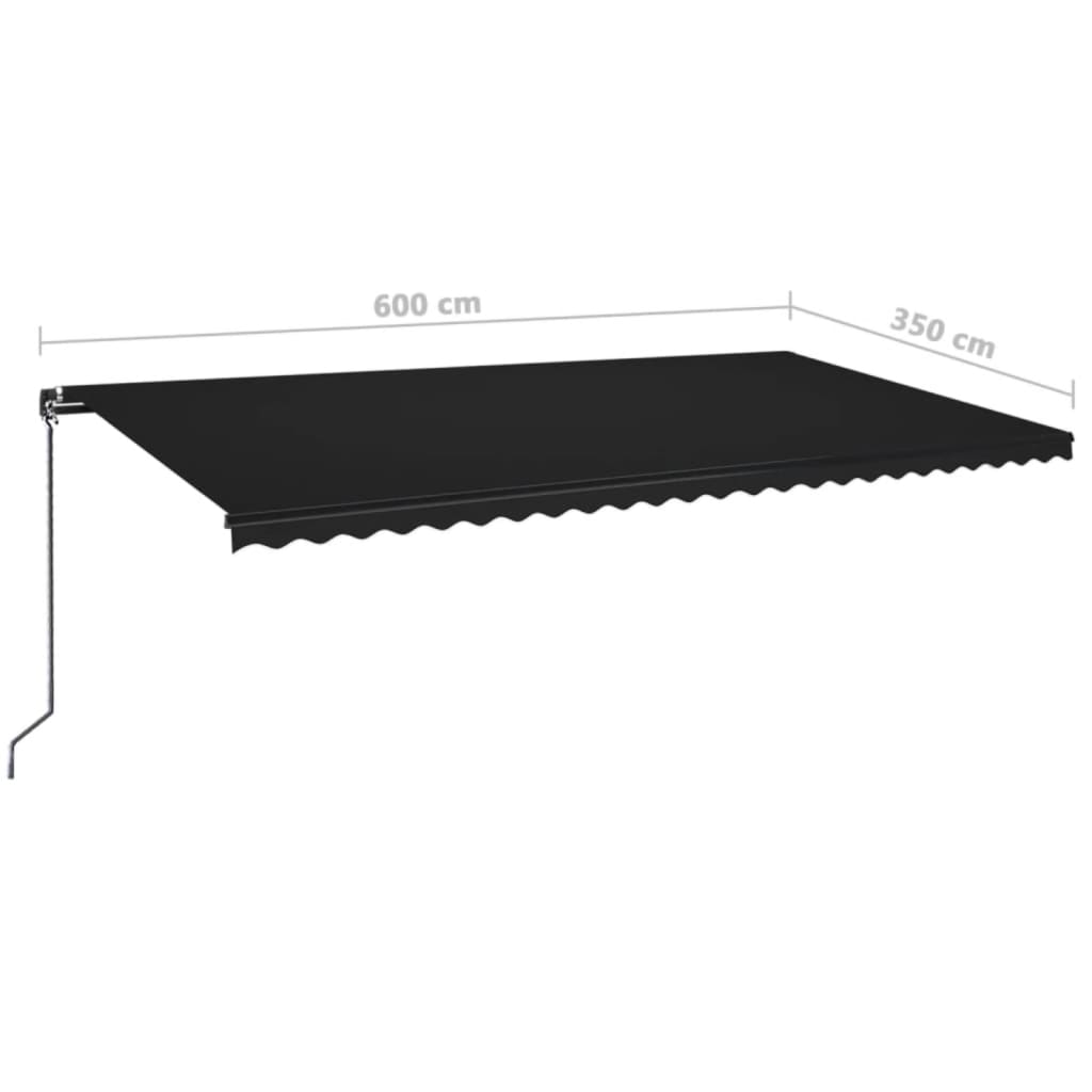 Tenda da Sole Retrattile Manuale con LED 600x350 cm Antracite | homemem39